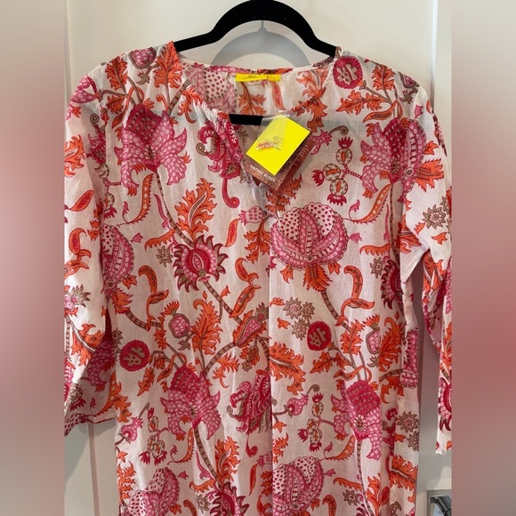 Roberta Roller Rabbit Amanda Kurta Orange and white bohemian NEW 100% cotton - Picture 7 of 15